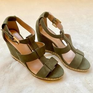 Merona Army Green Strappy Wedges